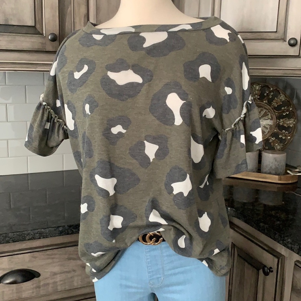 Animal print camo top